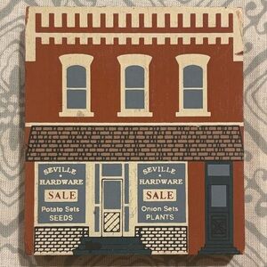 Cat’s Meow Seville Hardware, Seville, Ohio. 1989 Wood Collectable.